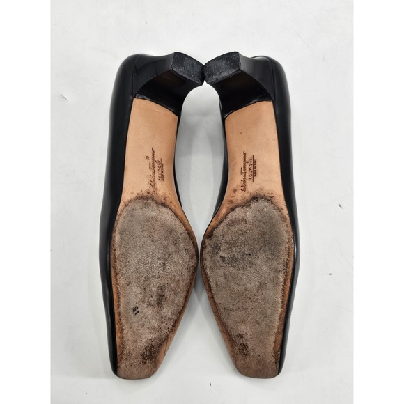 Salvatore Ferragamo Boutique Black Leather Pumps Women\'s 5.5 C Italy 55857 E49